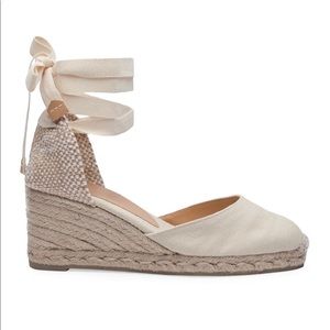 Castañer Carina 80 Canvas Ivory Wedge Espadrilles